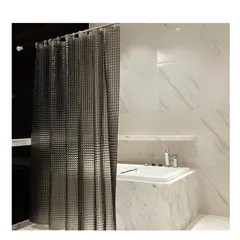 GENERICO - Cortina Baño Ducha Poliester 180x180 Transparente Negro