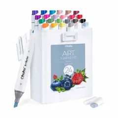 OHUHU - 24 Marcadores Alcohol Basicos Fina & Biselada Delgada