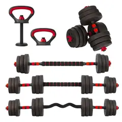 YEP S - Set Mancuernas 20 kg 5 en 1 Barra Z Extensor Rojo - Rojo