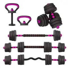 YEP S - Set Mancuernas 20 kg 5 en 1 Barra Z Extensor Rojo - Rosa