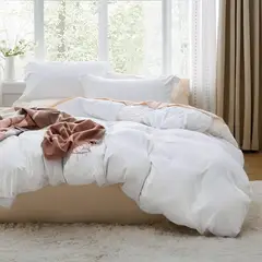 AZ AURAZEUS - Juego Funda Plumon + Sabana Bajera + Funda Almohada Hilos Blanca Az