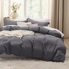 AZ AURAZEUS - Juego Funda Plumon + Sabana Bajera + Funda Almohada Hilos Gris Az