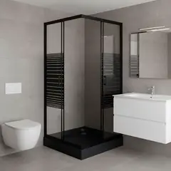 JOYTEK - Shower Recto Strava Negro 80x80x198cm Incluye Receptáculo
