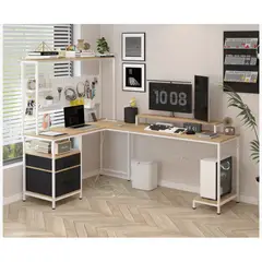 HOMER DESIGN - Escritorio Homeoffice Esquinero Convertible Con Estantería