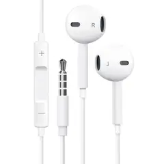 MICROLAB - Audifono Manos Libres Aux 3.5 Sin Goma Control Volumen Blanc