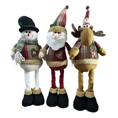 GENERICO - Pack x3 muñecos navideños pata larga pascuero mono nieve rojo