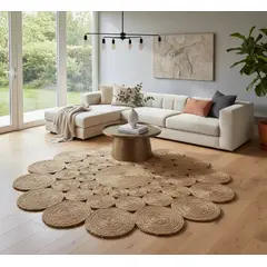 GENERICO - Alfombra Redonda Yute Natural Mercurio 120cm Casa Cuore
