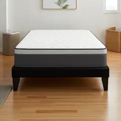 FLOBAL - Cama Europea Super King Base Dividida Negra + Colchón 200X200x29
