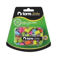 TORRE - Clips Doble Mariposa Colores 19mm x 10u