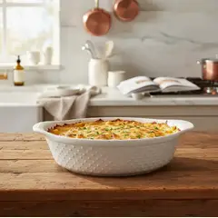 GENERICO - Fuente Celsius Budinera De Cerámica Para Horno Blanca Ovalada Casa Cuore