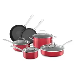 MOVI - Set de Batería de cocina Antiadherente (11 Piezas) - Rojo Vibrante