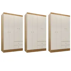 MOVELARIA - Combo 3 Closet versa 4 Puertas Off White K42X3