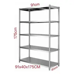 GENERICO - Estante Rack Cocina Acero Inoxidable Repisa 5 Pisos 175x91x40 Cm