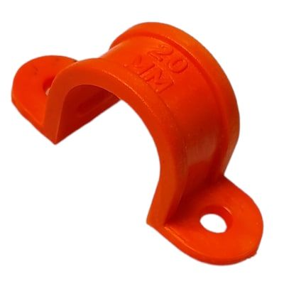ABRAZADERA OMEGA 20 MM PVC NARANJA