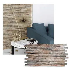 MERCAR RAY - Wall Panel PVC Relieve 96.4 x 49 cm CANTERA PLANA 4.5m² (10 Paneles)