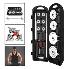 HOMEBRANDT - Set Mancuernas Barra Extendible 50 Kg Con Maleta