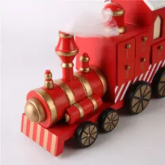 WAKESHOME - Calendario De Adviento De Tren De Madera Navidad 24 Cajones Rojo