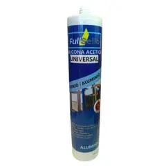 FULLSELLO - Silicona Acetica Tubo Baño Cocina Color Aluminio Sin Fungicida