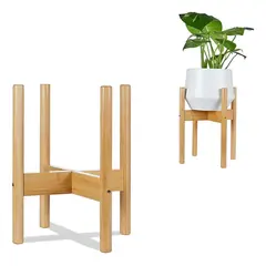 GENERICO - Soporte madera para Macetero plantas Suelo Alto color claro