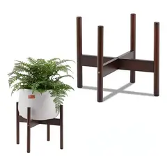 GENERICO - Soporte madera para Macetero plantas Suelo Alto color Oscuro