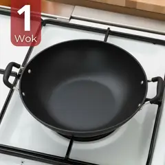 LINE - Wok Chino Acero Inoxidable Antiadherente 34cm Color Negro
