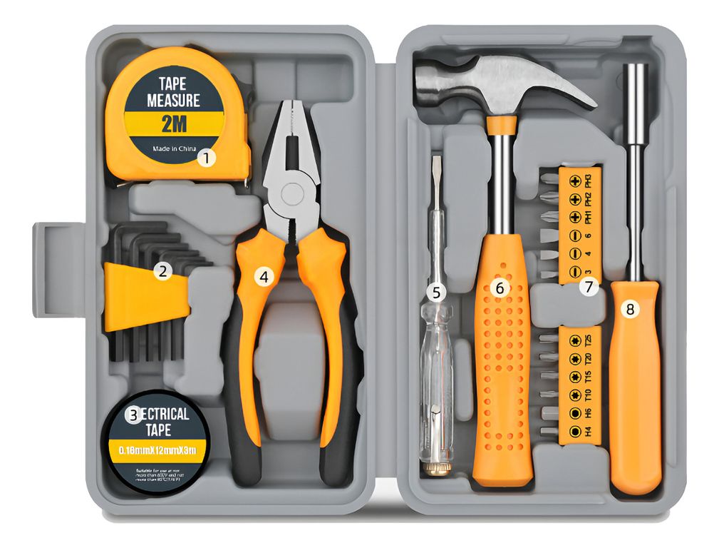 24 Pcs Kit De Herramientas Diy Con Caja Para Hogar Y Oficina