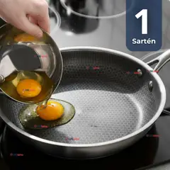 LINE - Sartén Acero Inoxidable Antiadherente 24cm Para Cocinar Freír Saltear
