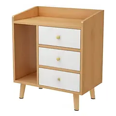 ANYHOGAR - Mesita De Noche Doble Con 3 Cajones Duradera