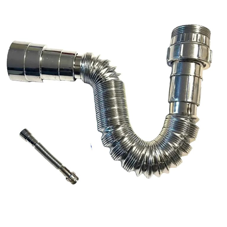 Alargador Sifon Acordeon Universal 1 un cuarto Y 1 Media Cromado