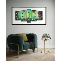 DEKAM DISEÑO - Cuadro Danza de Colibríes Arte en Secuencia Pintado 146x76 cms