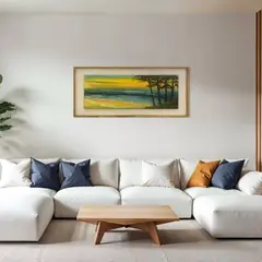 DEKAM DISEÑO - Cuadro Atardecer Mar Caribe Pintado 146x66 cms