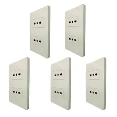 WANT - Pack x5 Tomacorriente Enchufe Doble 16A Certificado SEC Blanco