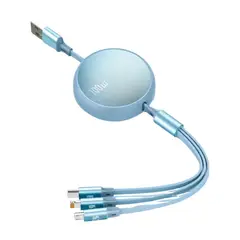 GENERICO - Cable Retráctil 3 en 1 Carga Rápida Tipo C + Micro + Lightning 1.2 M