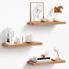 BAZUCA - Repisa Flotantes Para Pared 40cm Madera Minimalistas Moderna Kit X3