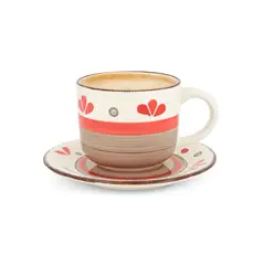 HALLEN - Juego De Tazas Loza + Platillos Pintadas A Mano 12 Piezas