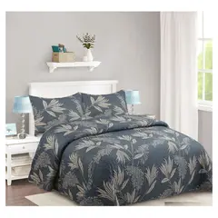 COMPRAPO - Cubrecama Quilt Liviano 2 Plazas Azul Botánico + 2 Fundas 50x70 Cm