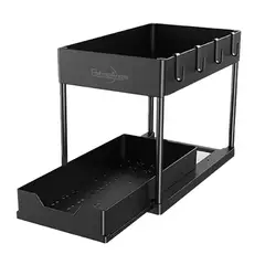 ESHOPANGIE - Organizador De Cocina Estante De Almacenamiento De 2 Niveles Negro