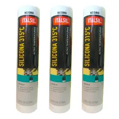 GENERICO - Pack 3 Silicona Alta Temperatura Italsil Negro 280ml