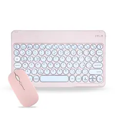 GENERICO - Pack Teclado 2.0 10 " y Mouse Bluetooth Tablet iPad letra Ñ - Rosado