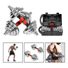 HOMEBRANDT - Set De Mancuernas Cromadas Ajustables 20 Kg Con Maletin