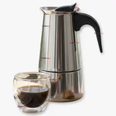 LINE - Cafetera Italiana Expresso 500ml 6 Tazas Acero Inoxidable Plateado