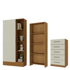 MOVELARIA - Combo Clóset Zapatero + Librero + Cómoda 5 CajonesR151605