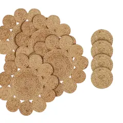 GENERICO - Set de Individuales y Portavasos de Yute Natural Estilo BohoRústico