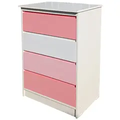 DECORACION CREATIVA - Cajonera 4 cajones Rosado - RosaPastel - Blanco - Linea Minimal