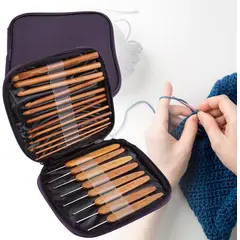 KUANGYE - Set De 20 Palillos Crochet De Bambu Con Estuche