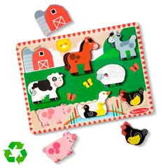 MELISSA & DOUG - Puzzle didáctico Melissa and Doug 8 piezas granja