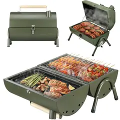 YEP S - Parrilla Ahumador Doble Portatil Carbon Camping