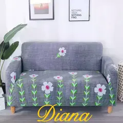 DIANA - FUNDA SILLON ELASTIZADO 4 CUERPO 230CM/300CM DISEÑO GRIS FLOR BLANCA