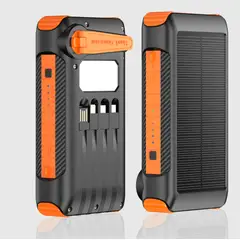 CAMPSOR - BATERIA PORTATIL SOLAR CON MANIVELA MANUAL XWD-2201B 20000 mAh