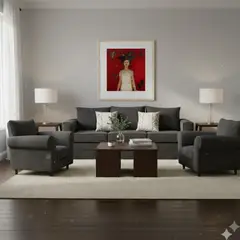 MUNDO LIVING - Living 311 Noah Marengo Sofa 3 cuerpos + 2 poltronas resortes